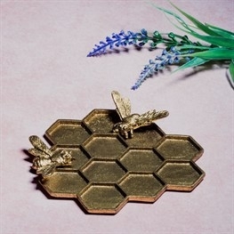 Gold Honeycomb Bee Trinket
