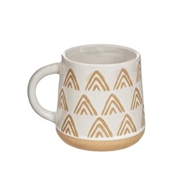 Stoneware Triangles White Mug